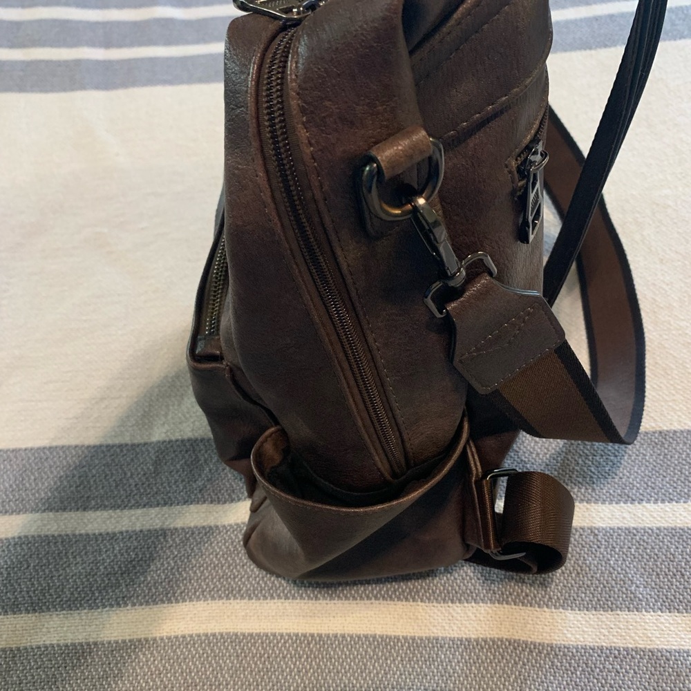 Brown Leather Backpack. Multi Strap, Removable Cr… - image 5